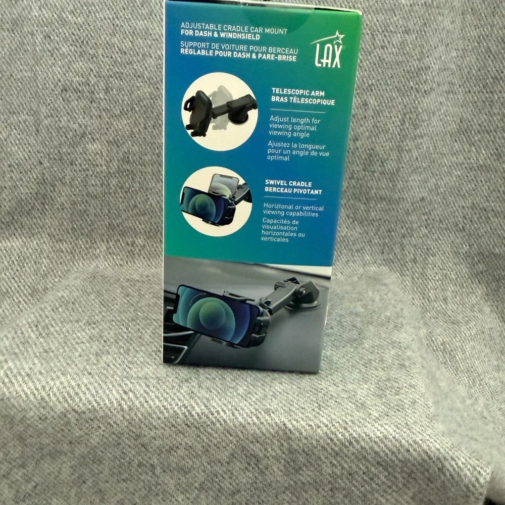 Black Adjustable Cradle Car Mount for Dash & Windshield